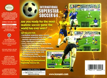 International Superstar Soccer 64 (USA) box cover back